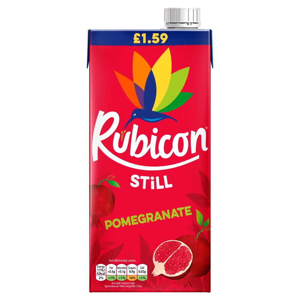 Rubicon Still Pomegranate Juice Drink 1 Litre 1Ltr × 12 × 1
