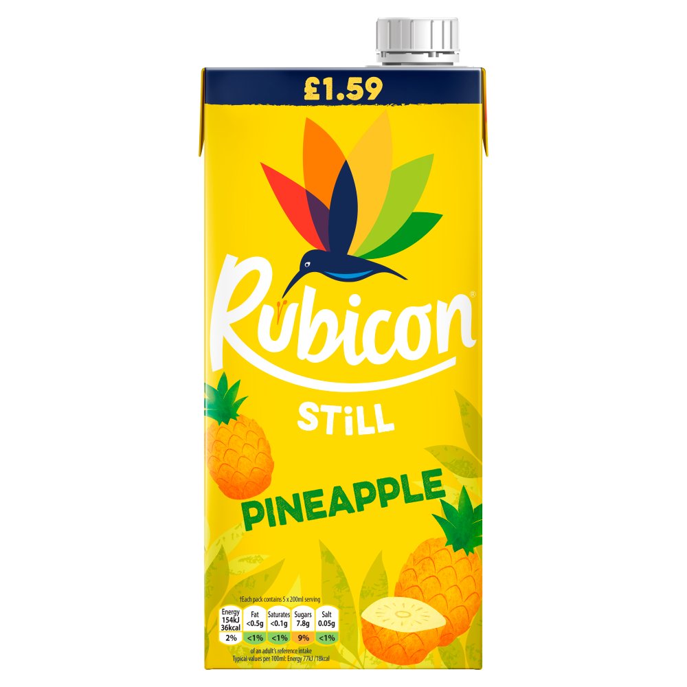 Rubicon Still Pineapple Juice Drink 1 Litre 1Ltr × 12 × 1