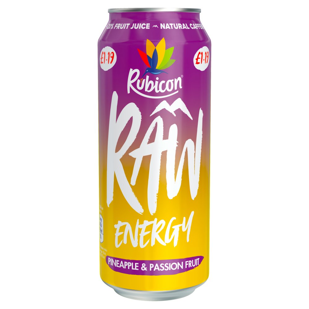 Rubicon Raw Energy Pineapple & Passion Fruit 500ml 500ml × 12 × 1