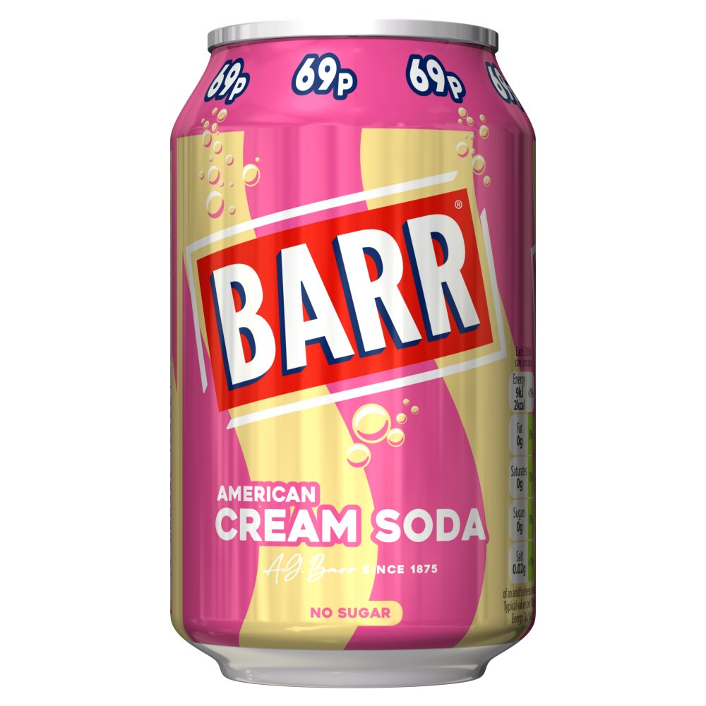 BARR Cream Soda Soft Drink Can 330ml  69p 330ml × 24 × 1