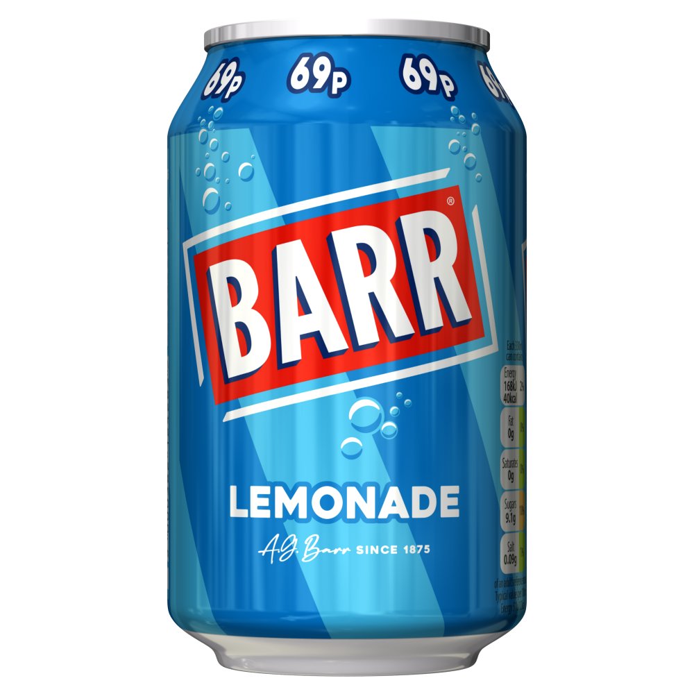 BARR Lemonade Soft Drink Can 330ml  69p 330ml × 24 × 1