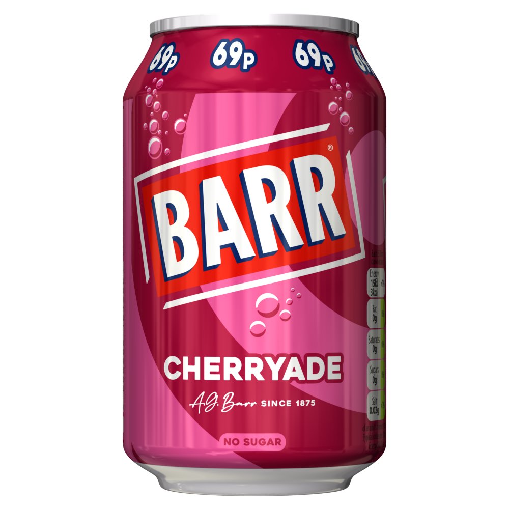 BARR Cherryade Soft Drink Can 330ml  69p 330ml × 24 × 1