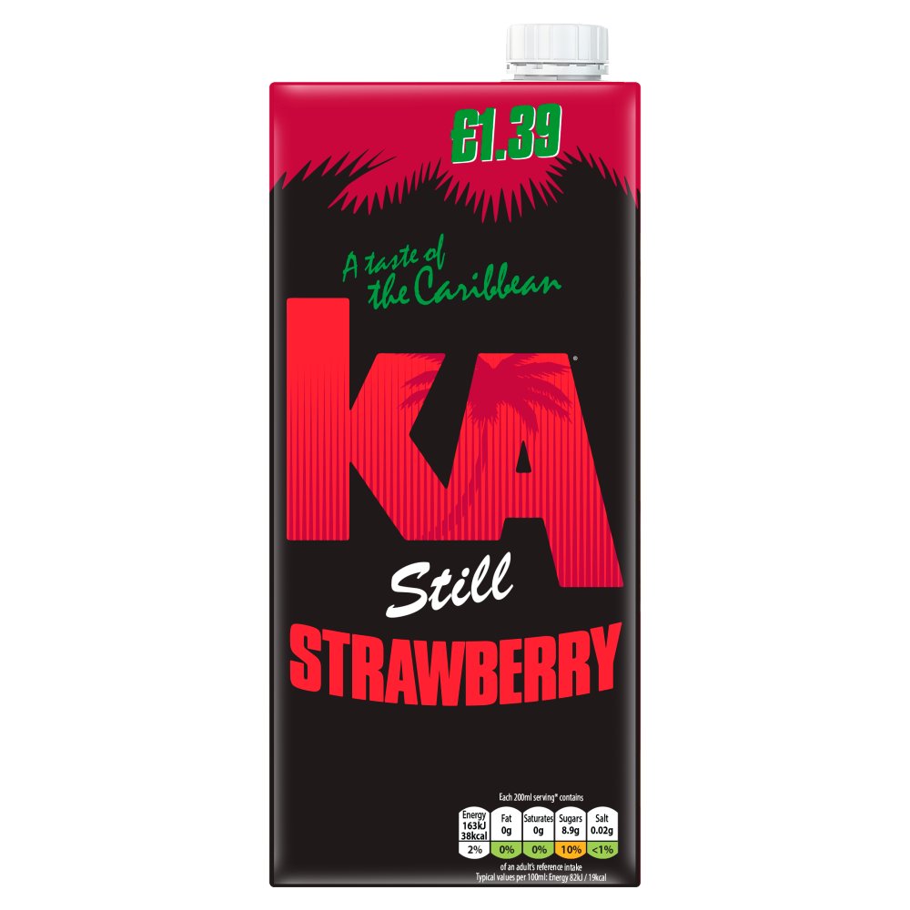 KA Strawberry Still Soft Drink Bottle 1L   1Ltr × 12 × 1