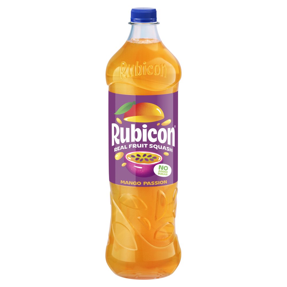 Rubicon Real Fruit Squash Mango Passion Bottle 1L 1Ltr × 12 × 1