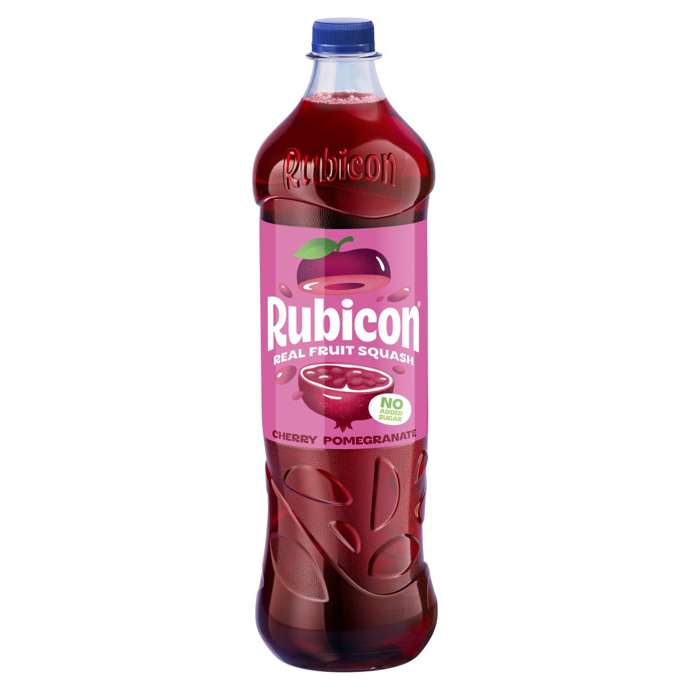 Rubicon Real Fruit Squash Cherry Pomegranate Bottle 1L 1Ltr × 12 × 1