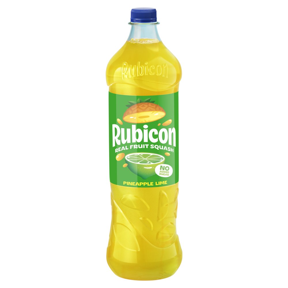 Rubicon Real Fruit Squash Pineapple Lime Bottle 1L 1Ltr × 12 × 1