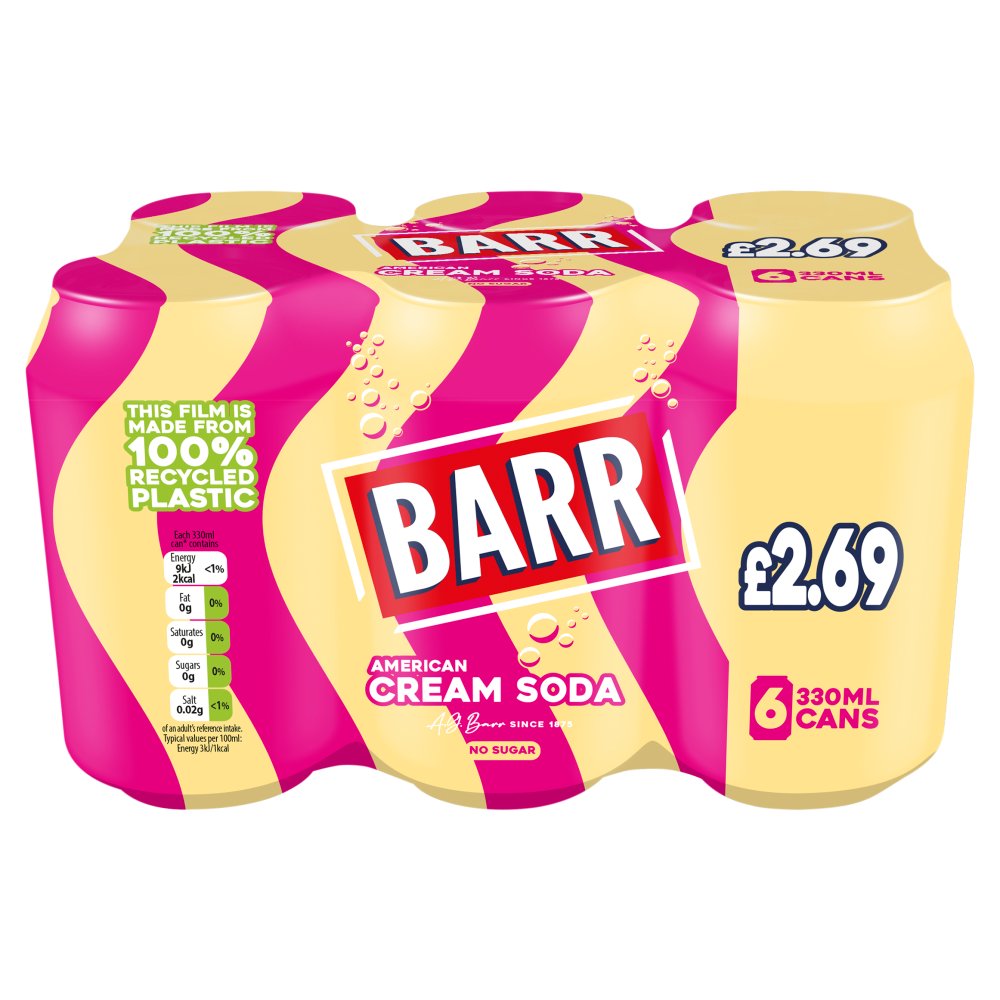 Barr American Cream Soda 6 x 330ml 330ml × 4 × 1