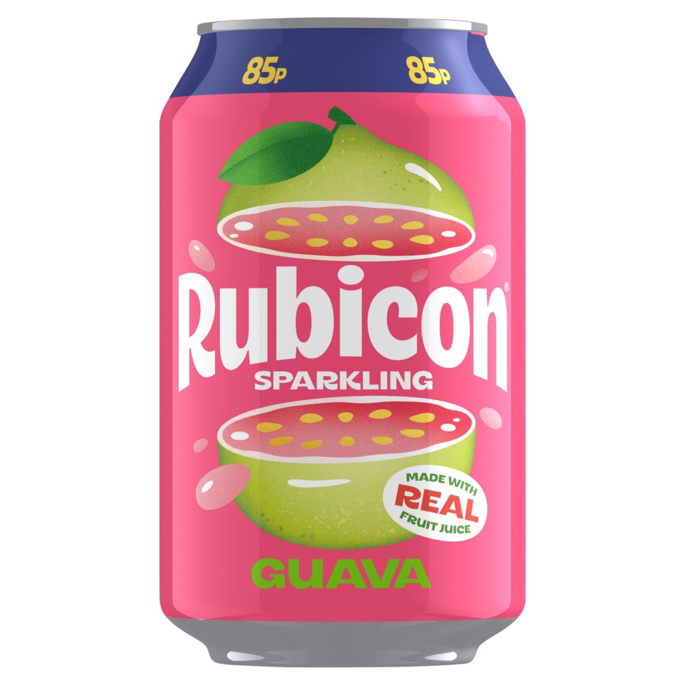Rubicon Sparkling Guava Soft Drink Can 330ml 85p 330ml × 24 × 1