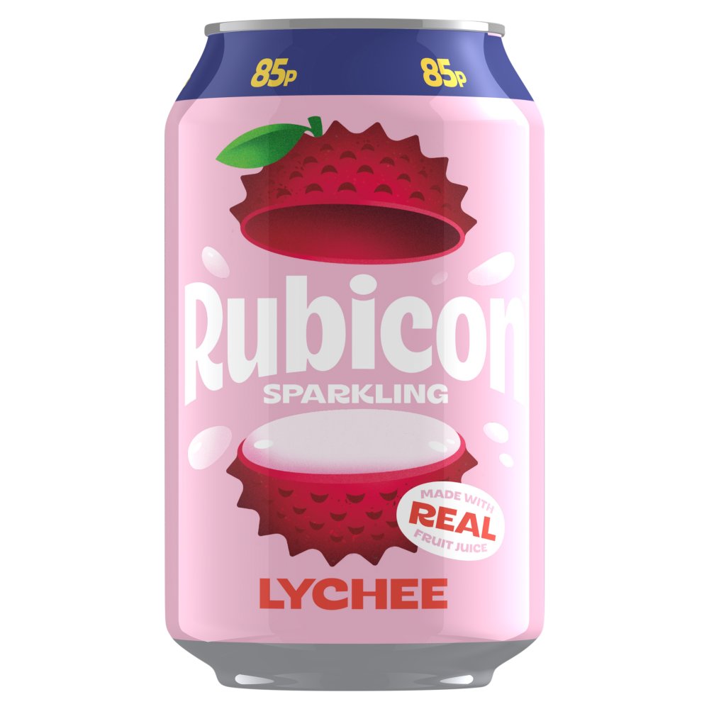 Rubicon Sparkling Lychee Soft Drink Can 330ml 85p 330ml × 24 × 1