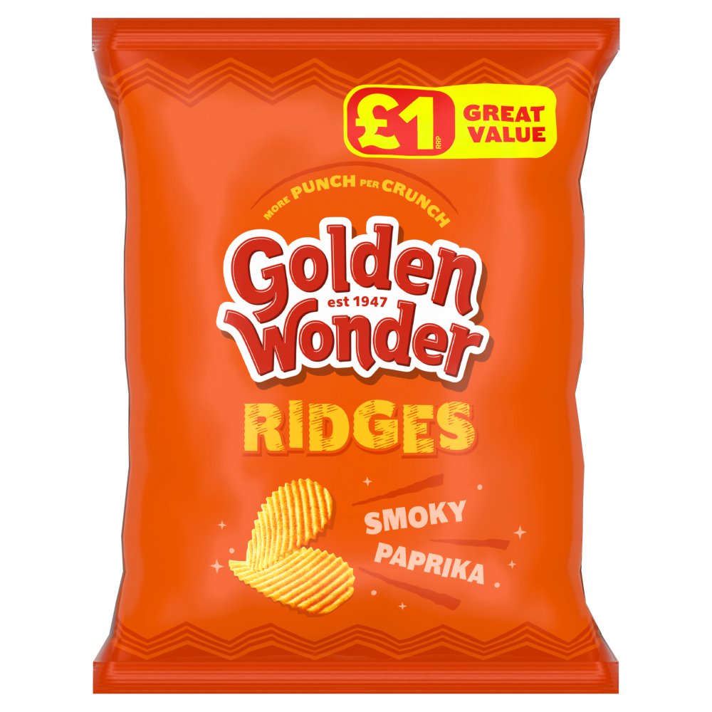Golden Wonder Ridges Smoky Paprika 57g 57g × 18 × 1