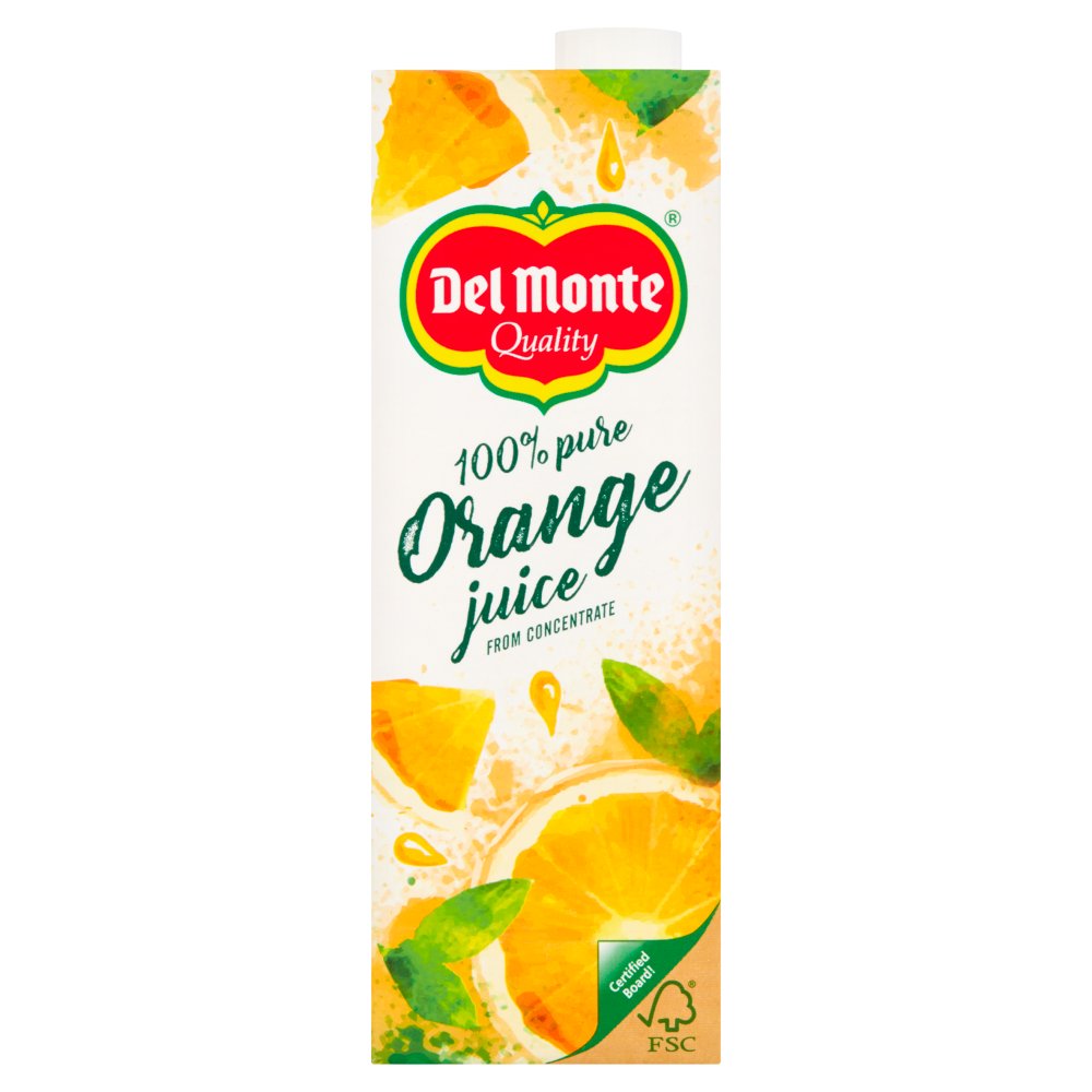 Del Monte 100% Pure Orange Juice from Concentrate 1 Litre 1Ltr × 6 × 1