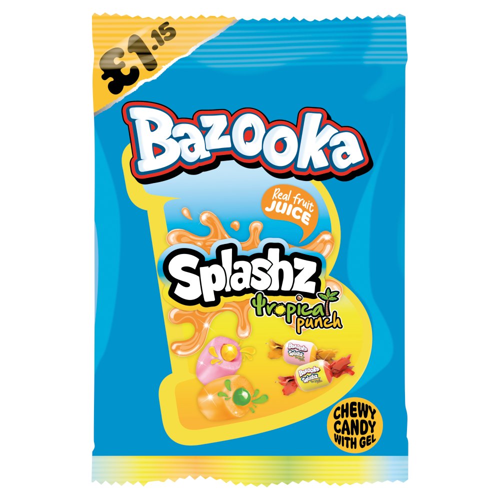 Bazooka Splashz Tropical Punch Chewy Candy with Gel 120g 120g × 12 × 1