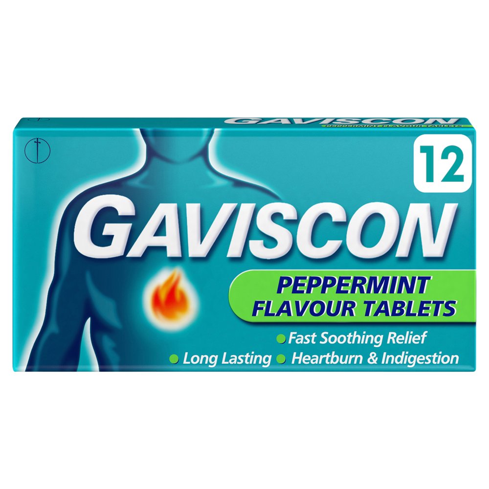 Gaviscon Peppermint Flavour Tablets 12 Chewable Tablets 12s × 12 × 1
