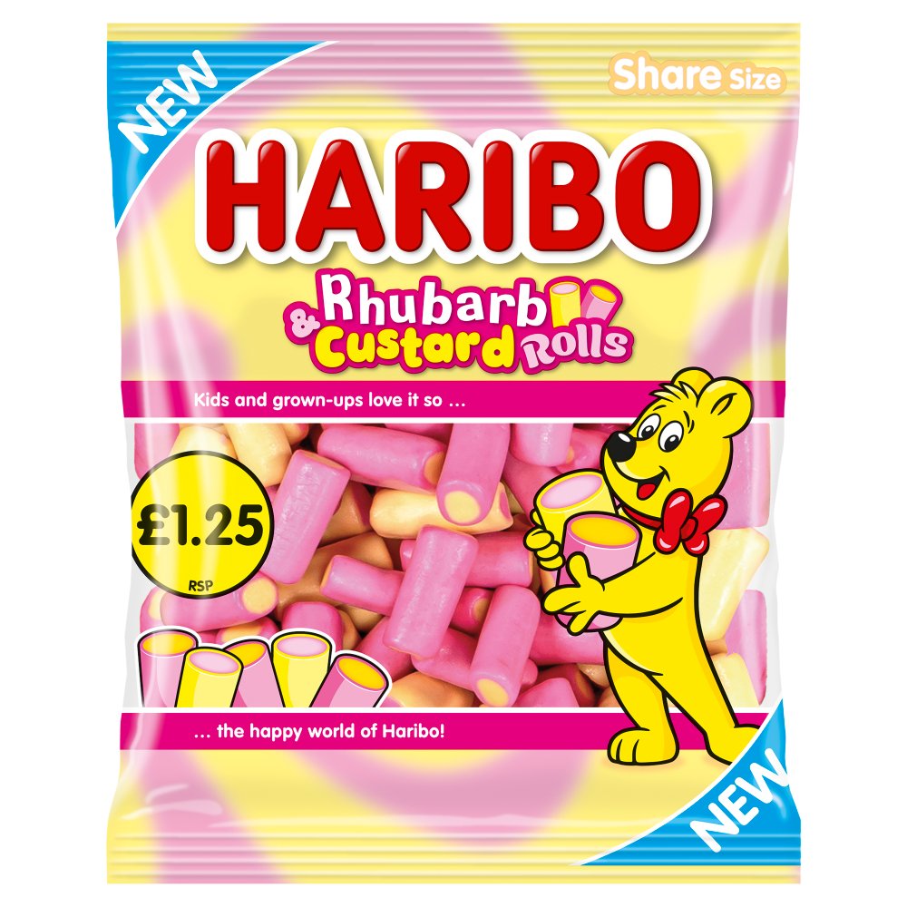 HARIBO Rhubarb & Custard Rolls 140g 140g × 12 × 1
