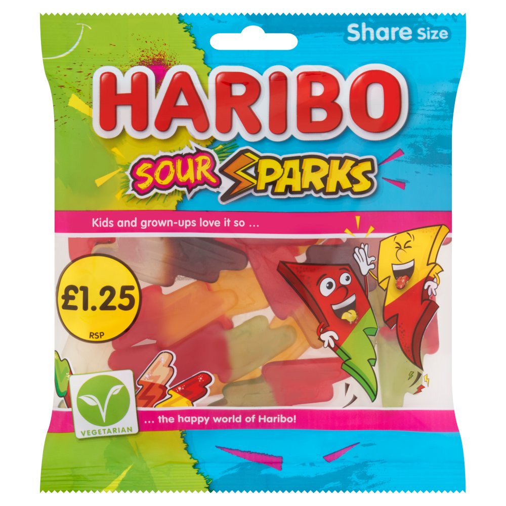 HARIBO Sour Sparks Fruit & Cola Gums Sweets Sharing Bag 140g 140g × 12 × 1