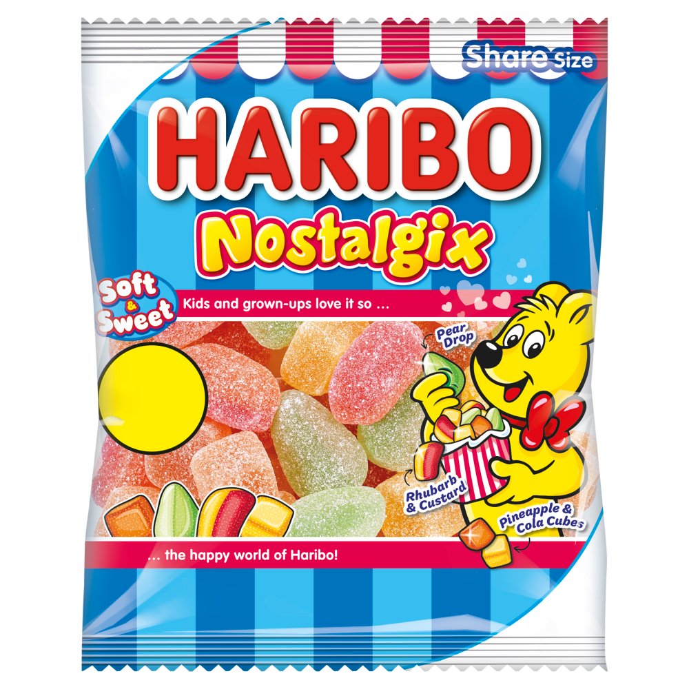 HARIBO Nostalgix Sugar Coated Fruit & Cola Flavour Jelly Sweets 140g 140g × 12 × 1