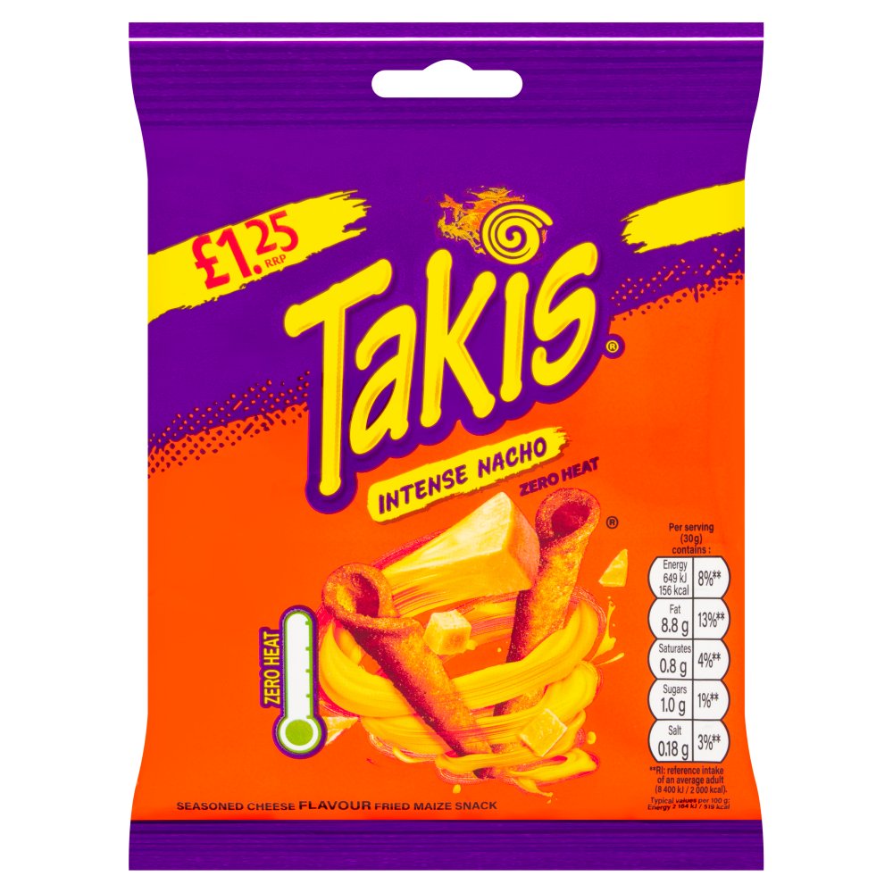 Takis Intense Nacho Cheese Flavour Corn Snack 55g 55g × 21 × 1