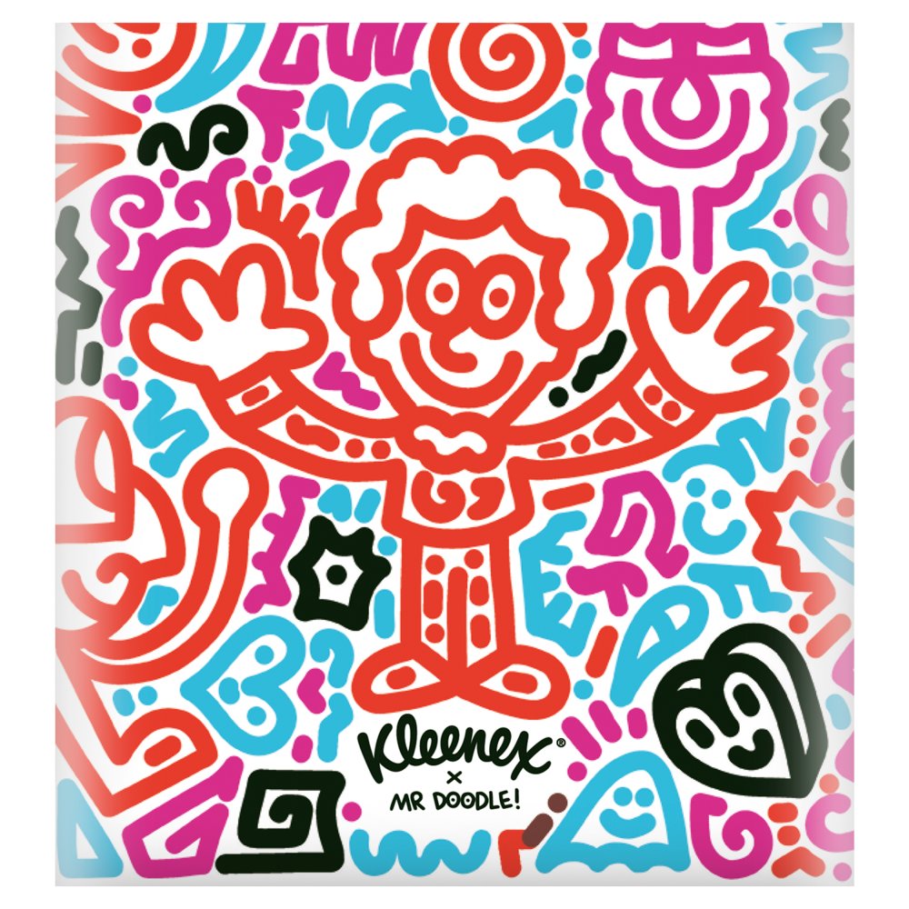 Kleenex Tissues Mr Doodle NEW Limited Edition Cube – 48 Tissues per box Box × 12 × 1