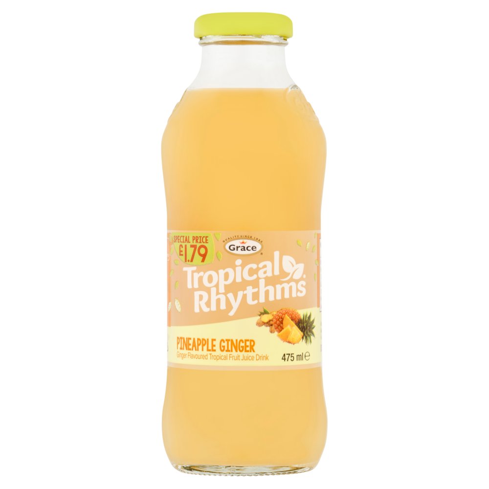 Grace Tropical Rhythms Pineapple Ginger Ginger Flavoured Tropical Fruit Juice Drink 475ml 475ml × 12 × 1