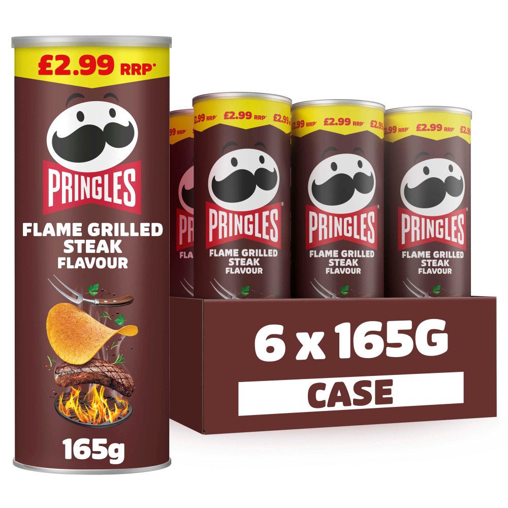 Pringles Flame Grilled Steak Sharing Crisps 6 x 165g 165g × 6 × 1