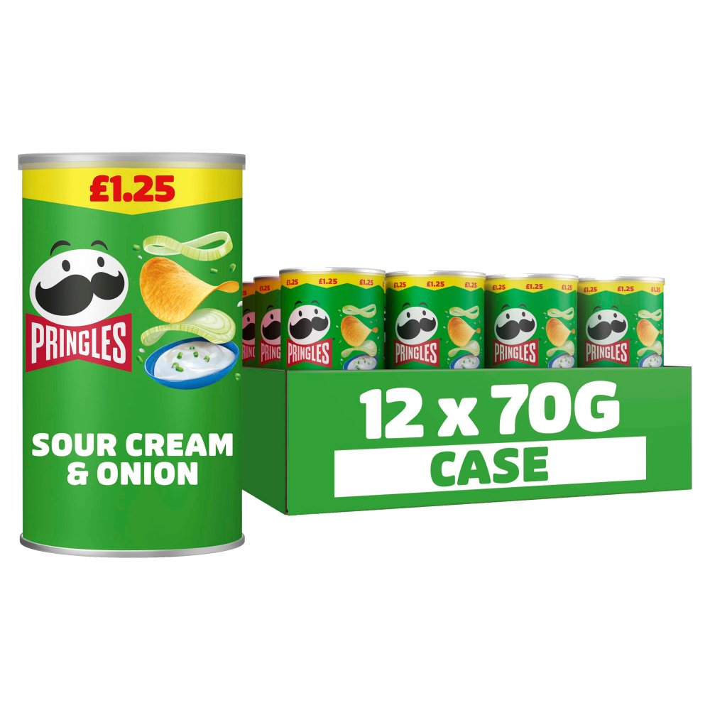 Pringles Sour Cream & Onion Sharing Crisps 12x70g 70g × 12 × 1