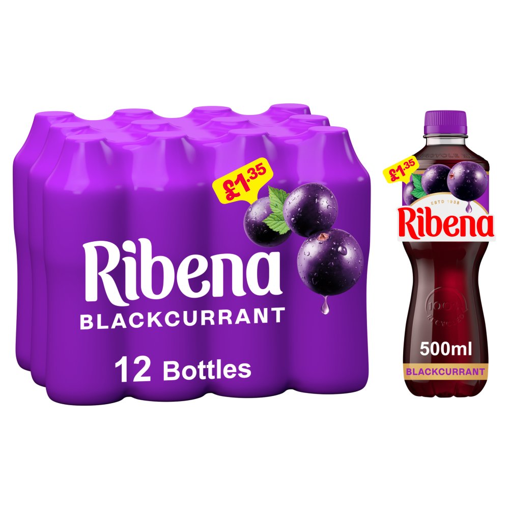Ribena Blackcurrant Juice Drink 500ml   500ml × 12 × 1