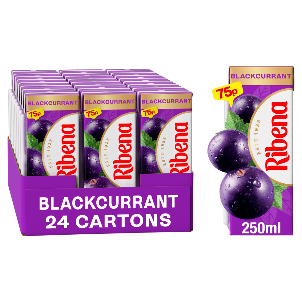 Ribena Blackcurrant Juice Drink Carton 250ml  75p 250ml × 24 × 1