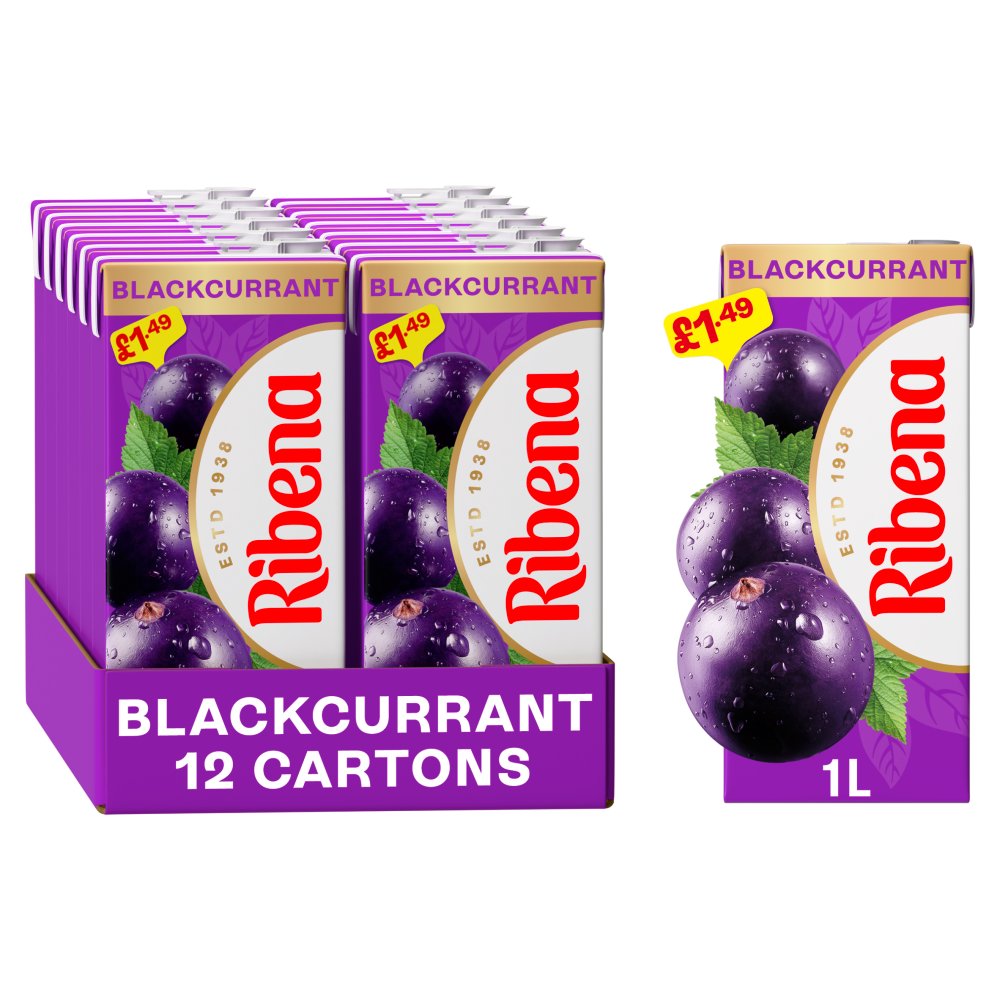 Ribena Blackcurrant Juice Drink Carton 1L  1.49 1Ltr × 12 × 1
