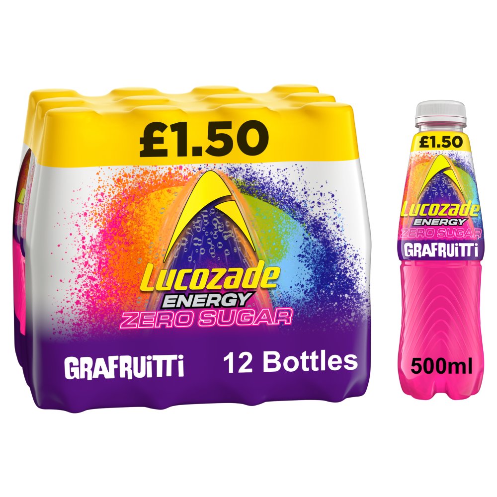 Lucozade Energy Zero Sugar Drink Grafruitti 500ml   500ml × 12 × 1