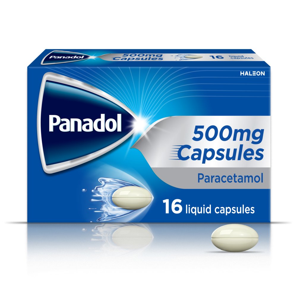 Panadol Paracetamol 500mg Liquid Capsules, Fast Pain Relief, 16s 16s × 5 × 1