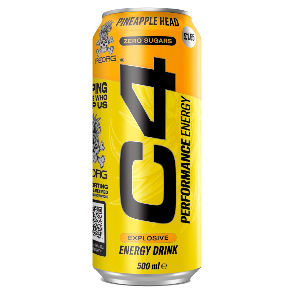 C4 Pineapple Head Zero Sugars Explosive Performance Energy Drink 500ml 500ml × 12 × 1