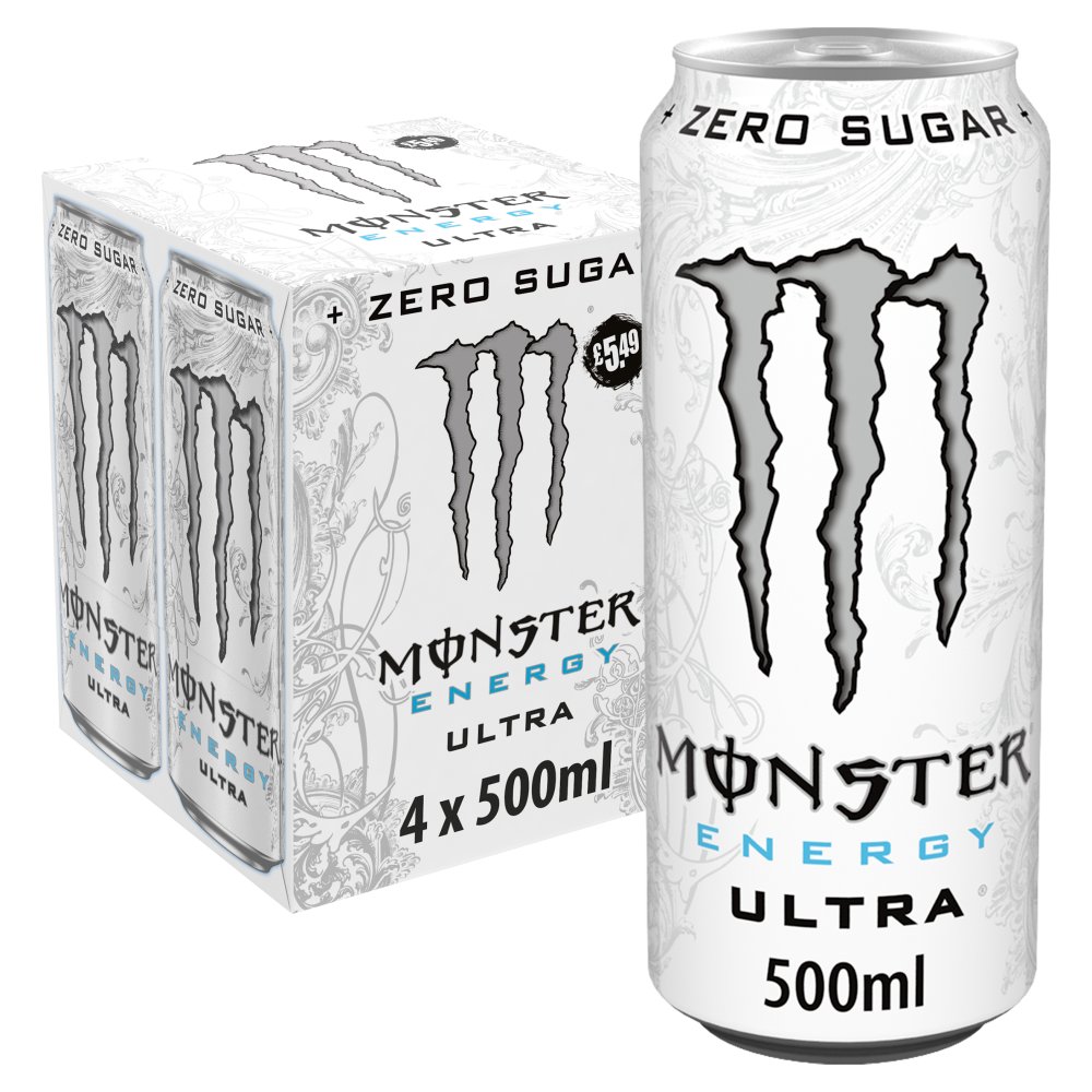 Monster Energy Drink Ultra 4 x 500ml   Cans 500ml × 6 × 1