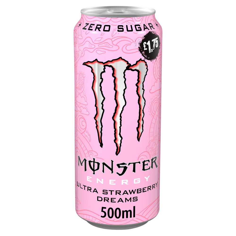 Monster Energy Drink Ultra Strawberry Dreams Zero Sugar 500ml   Can 500ml × 12 × 1