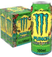 Monster Energy Drink Rio Punch 4 x 500ml Cans 9500ml × 6 × 1