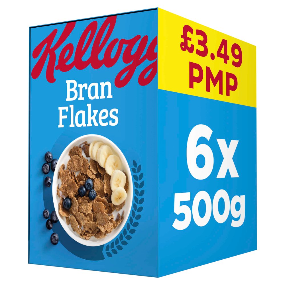 Kellogg’s Bran Flakes Breakfast Cereal 6x500g 500g × 6 × 1