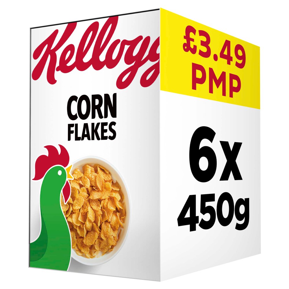 Kellogg’s Corn Flakes Breakfast Cereal 6x450g 450g × 6 × 1