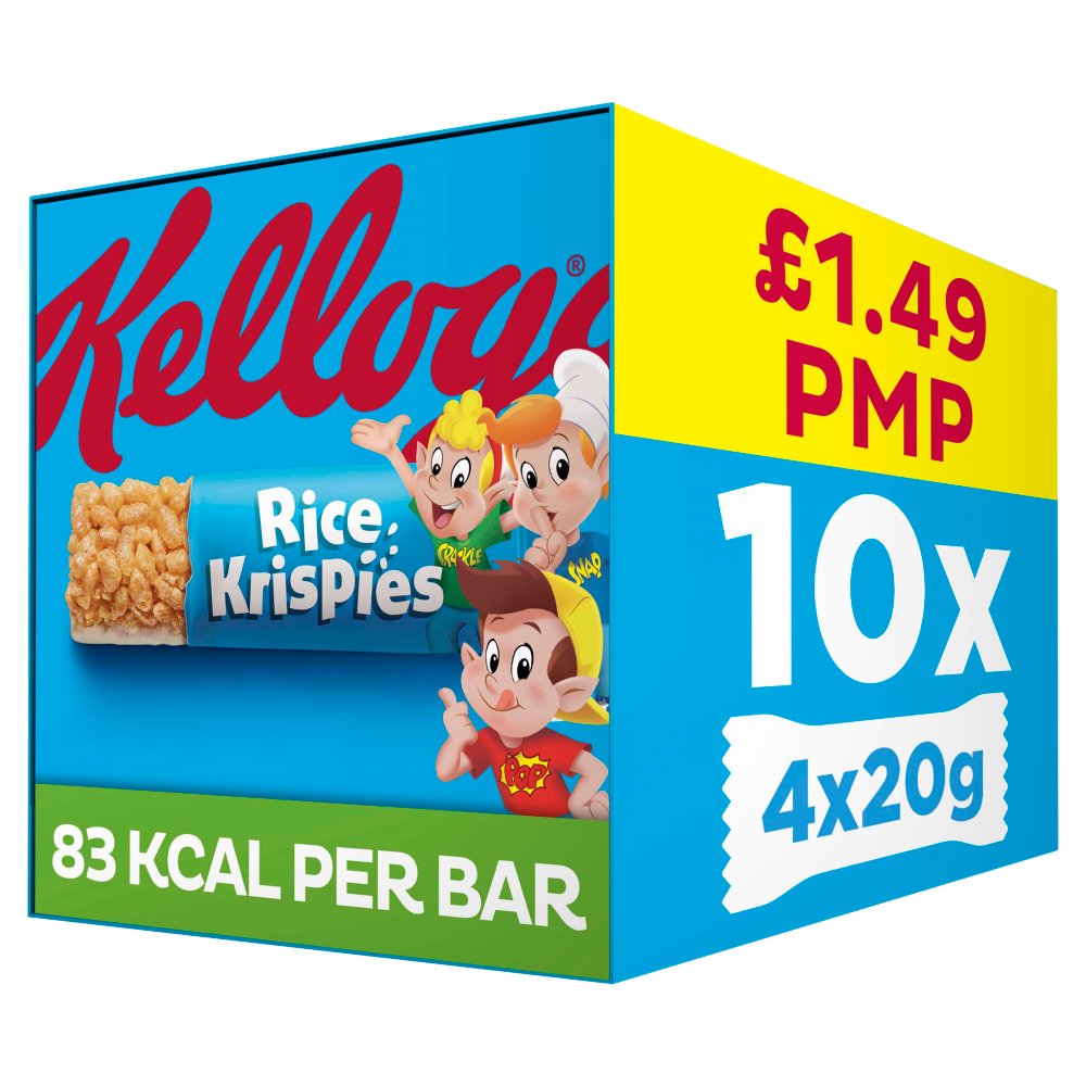 Kellogg’s Rice Krispies Breakfast Cereal Bars 10 x 4 Pack 20g × 10 × 1