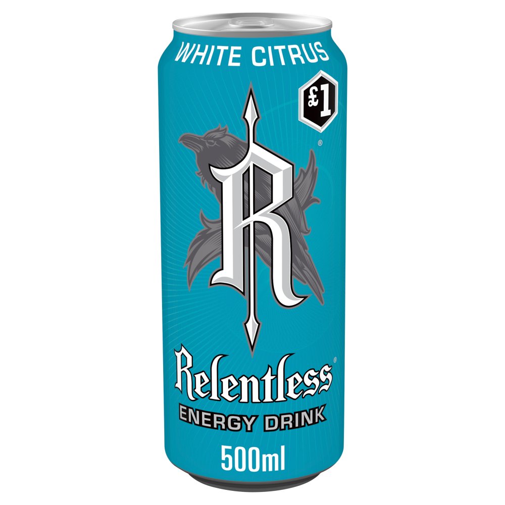 Relentless White Citrus Energy Drink 500ml   Can 500ml × 12 × 1