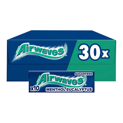 Airwaves Menthol & Eucalyptus Sugarfree Chewing Gum 10 Pieces 10pce × 30 × 36