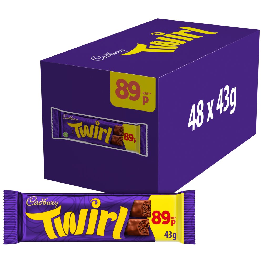 Cadbury Twirl Milk Chocolate 89p Bar 43 g Std × 48 × 1