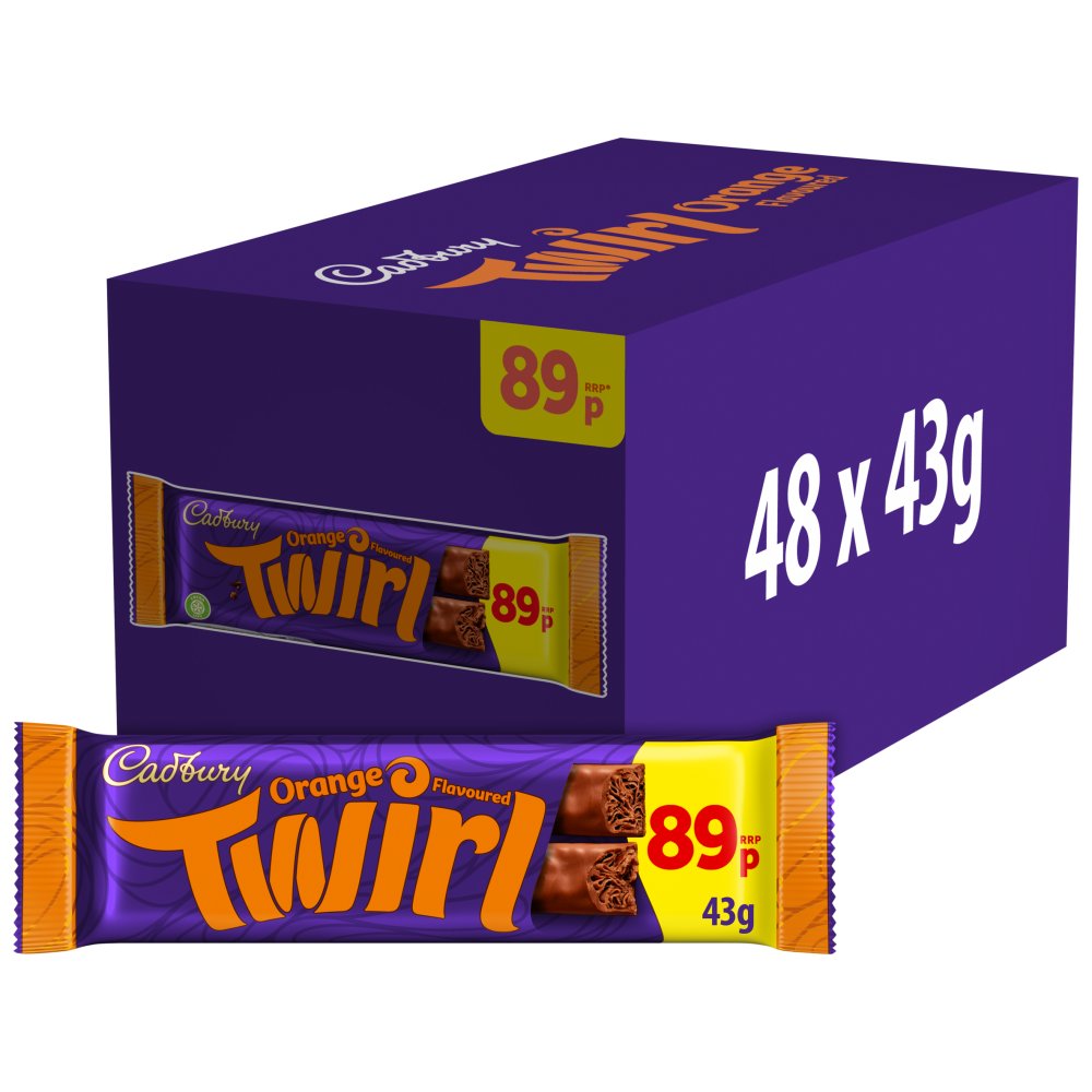 Cadbury Twirl Orange Chocolate 89p Bar 43 g 43g × 48 × 1