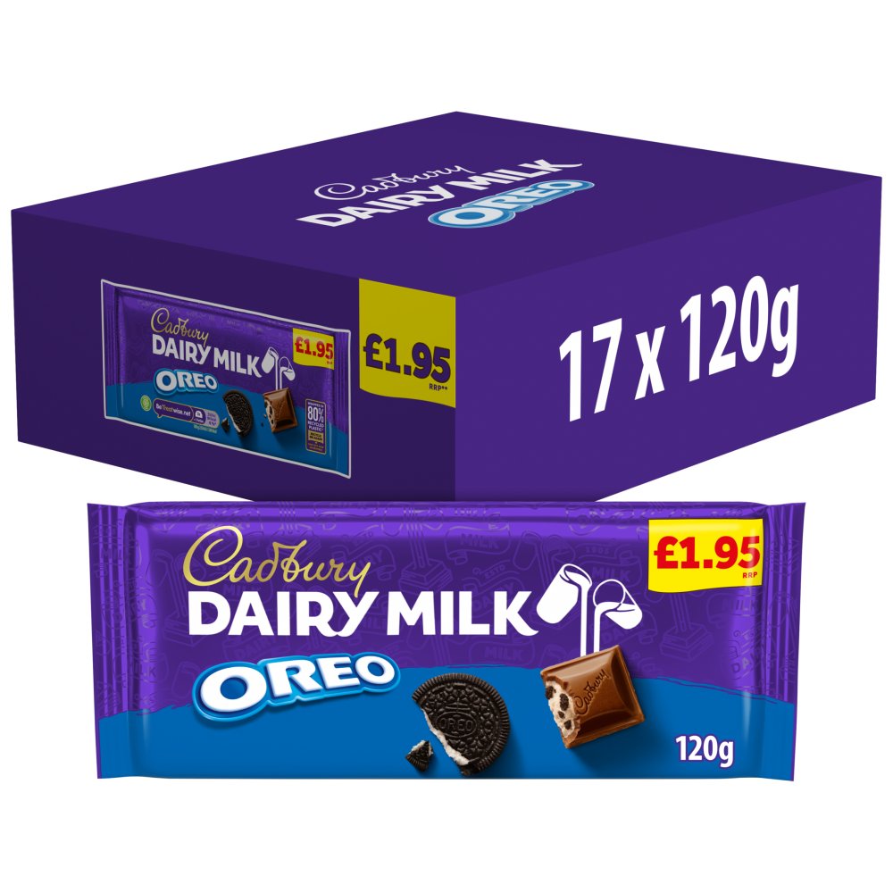 Cadbury Dairy Milk Oreo Chocolate Bar  195P 120 g 120g × 17 × 1