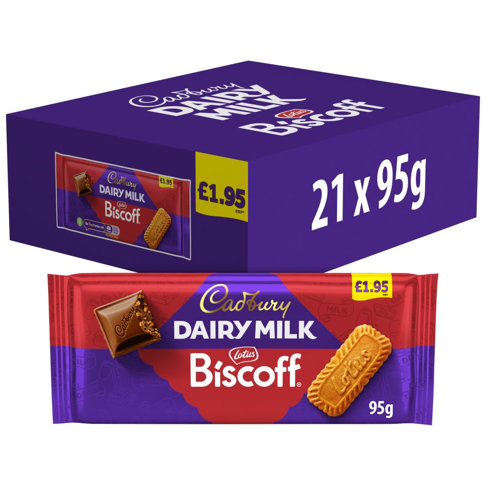 Cadbury Dairy Milk Biscoff Chocolate Bar  195P 95 g 95g × 21 × 1