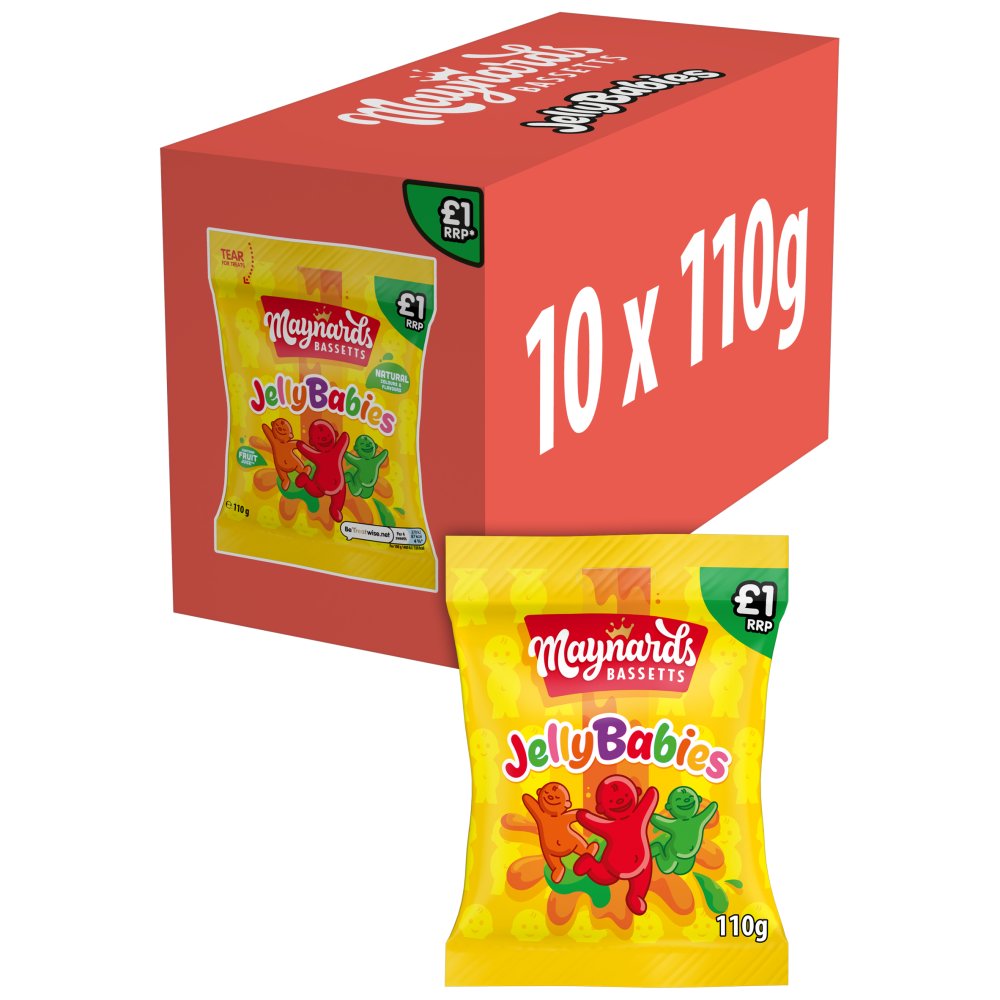 Maynards Bassetts Jelly Babies Candy 110g 110g × 10 × 1