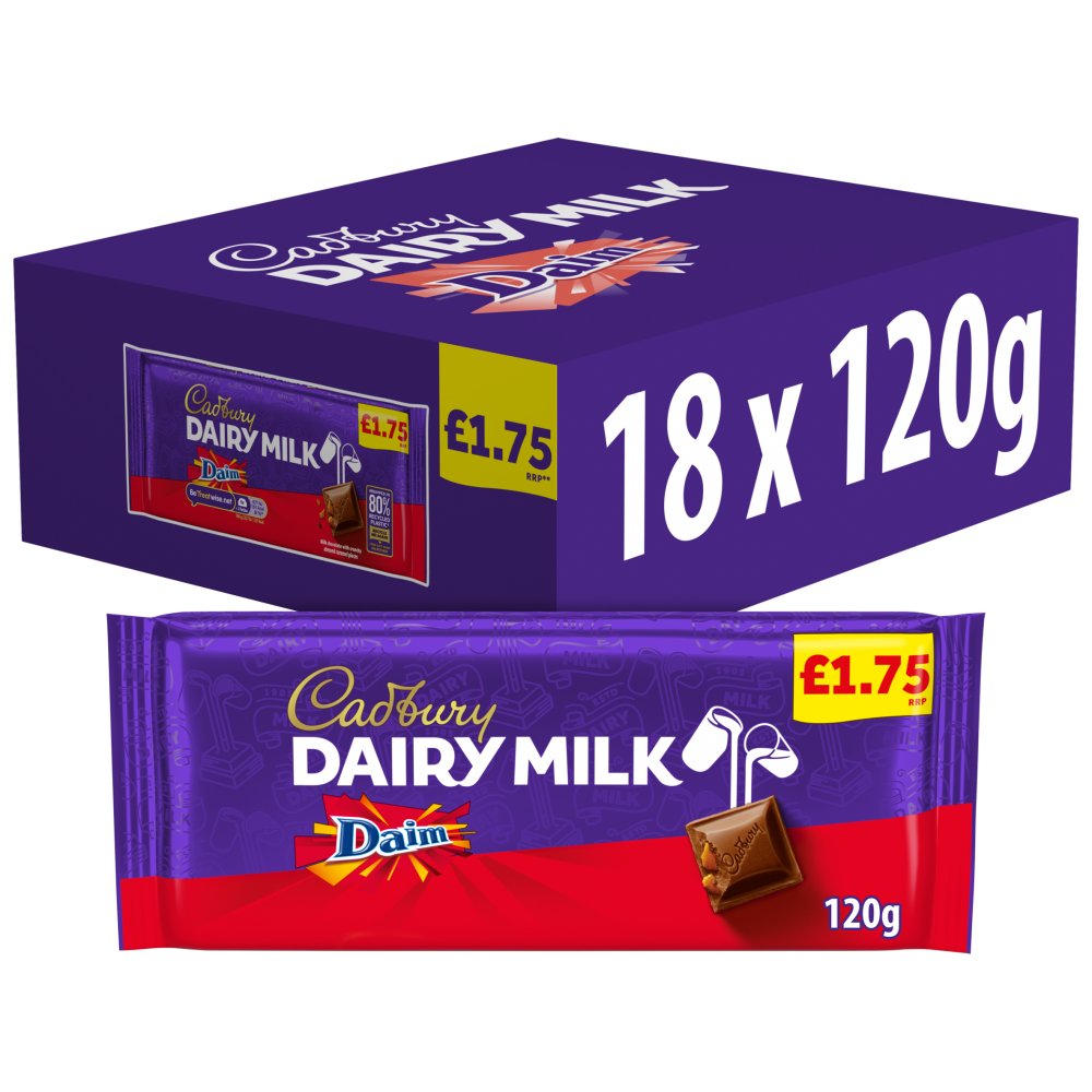 Cadbury Dairy Milk Daim Chocolate 120g 120g × 18 × 1