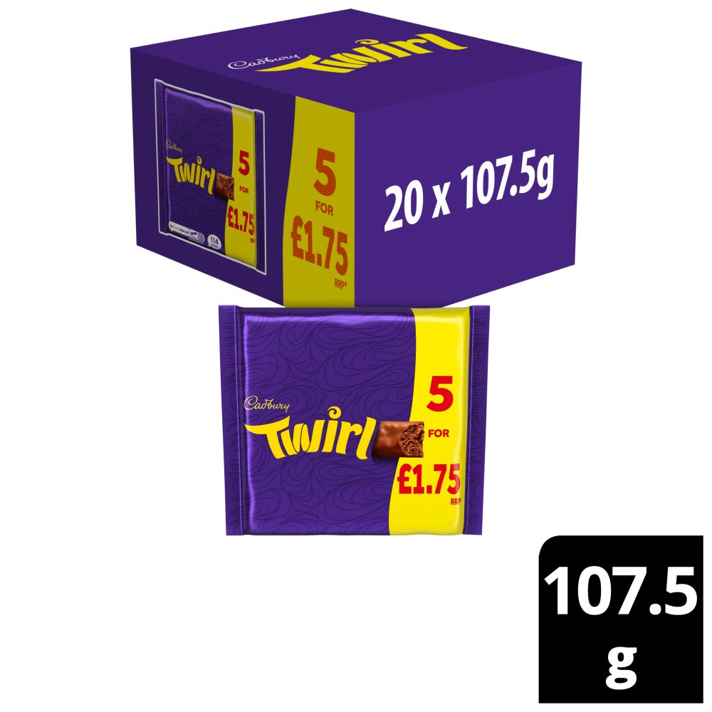 Cadbury Twirl Chocolate Bar 107.5g 5pk × 20 × 1