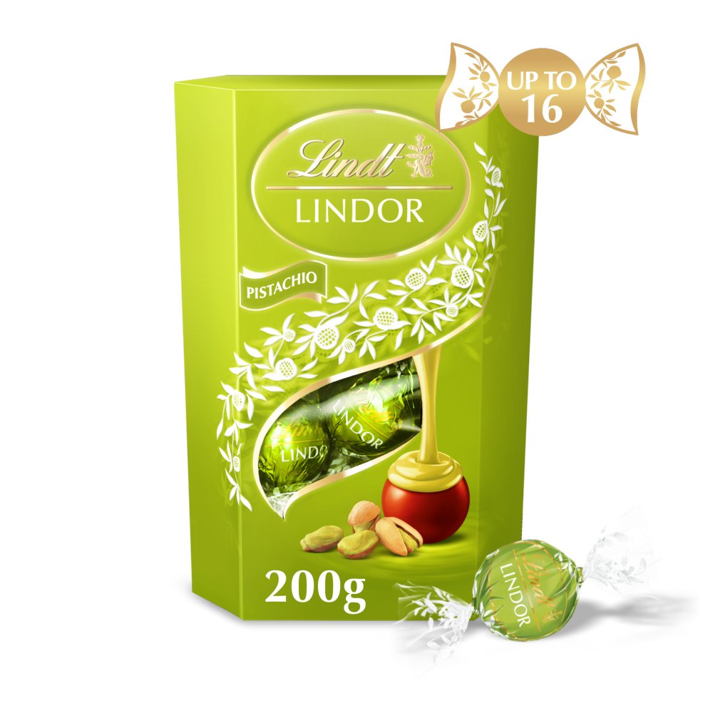 Lindt Lindor Pistachio Milk Chocolate Truffles Box 200g 200g × 8
