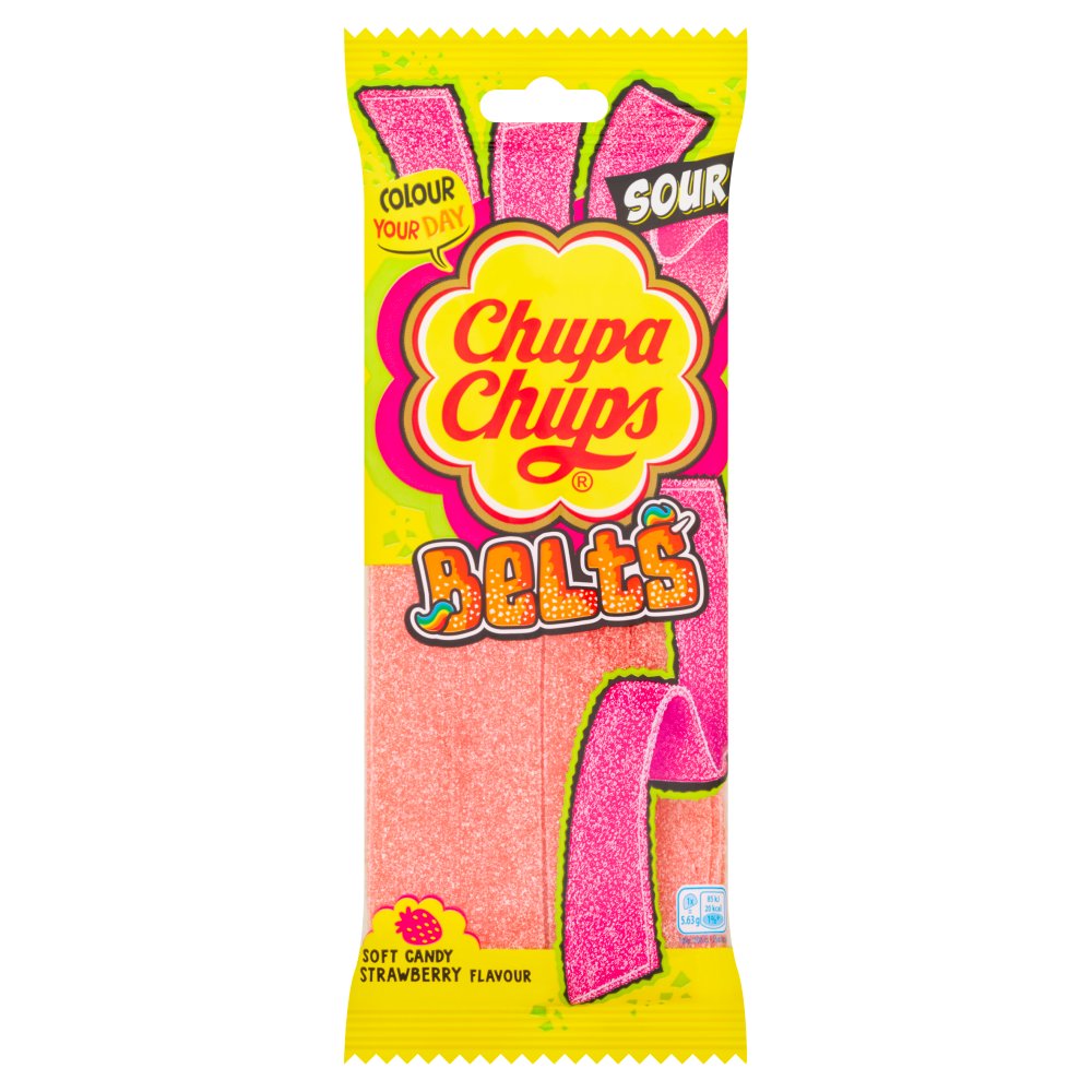 Chupa Chups Belts Soft Candy Strawberry Flavour 90g 90g × 18 × 1