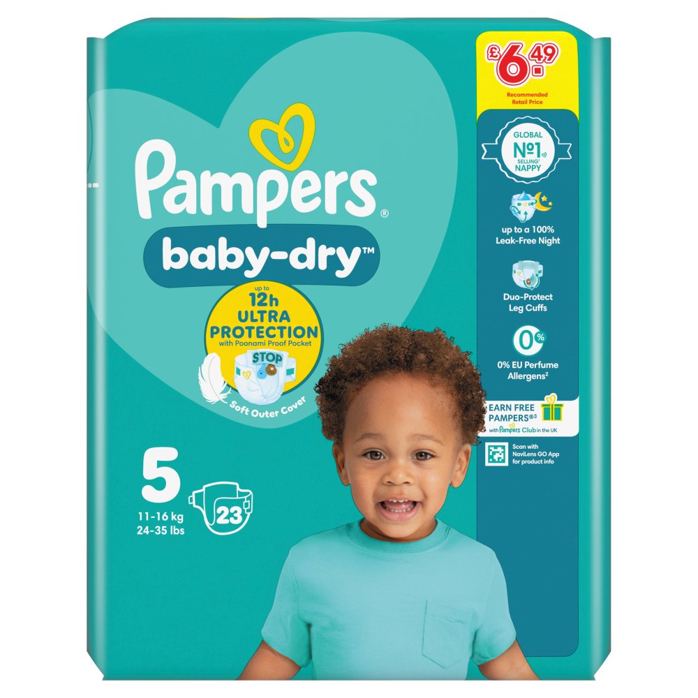 Pampers Baby-Dry Size 5, 23 Nappies 23s × 4 × 1