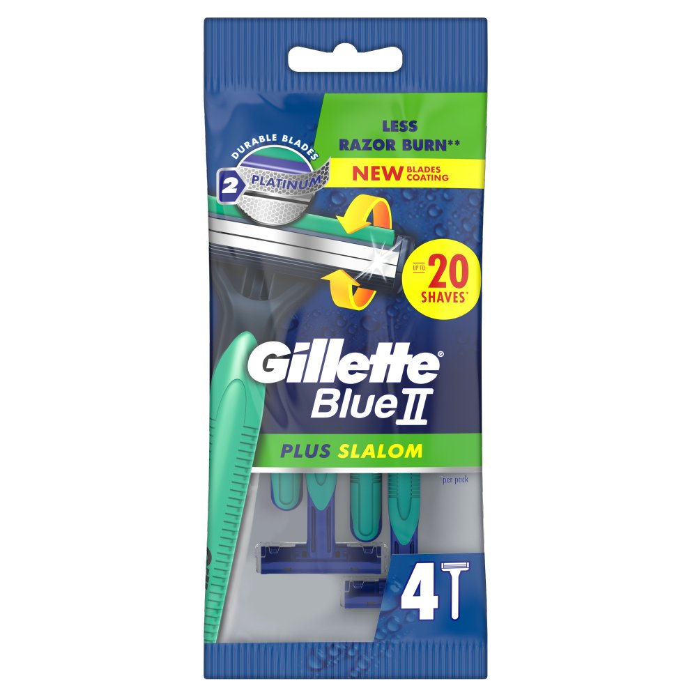 Gillette Blue II Plus Slalom Disposable Razors x4 4s × 5 × 1